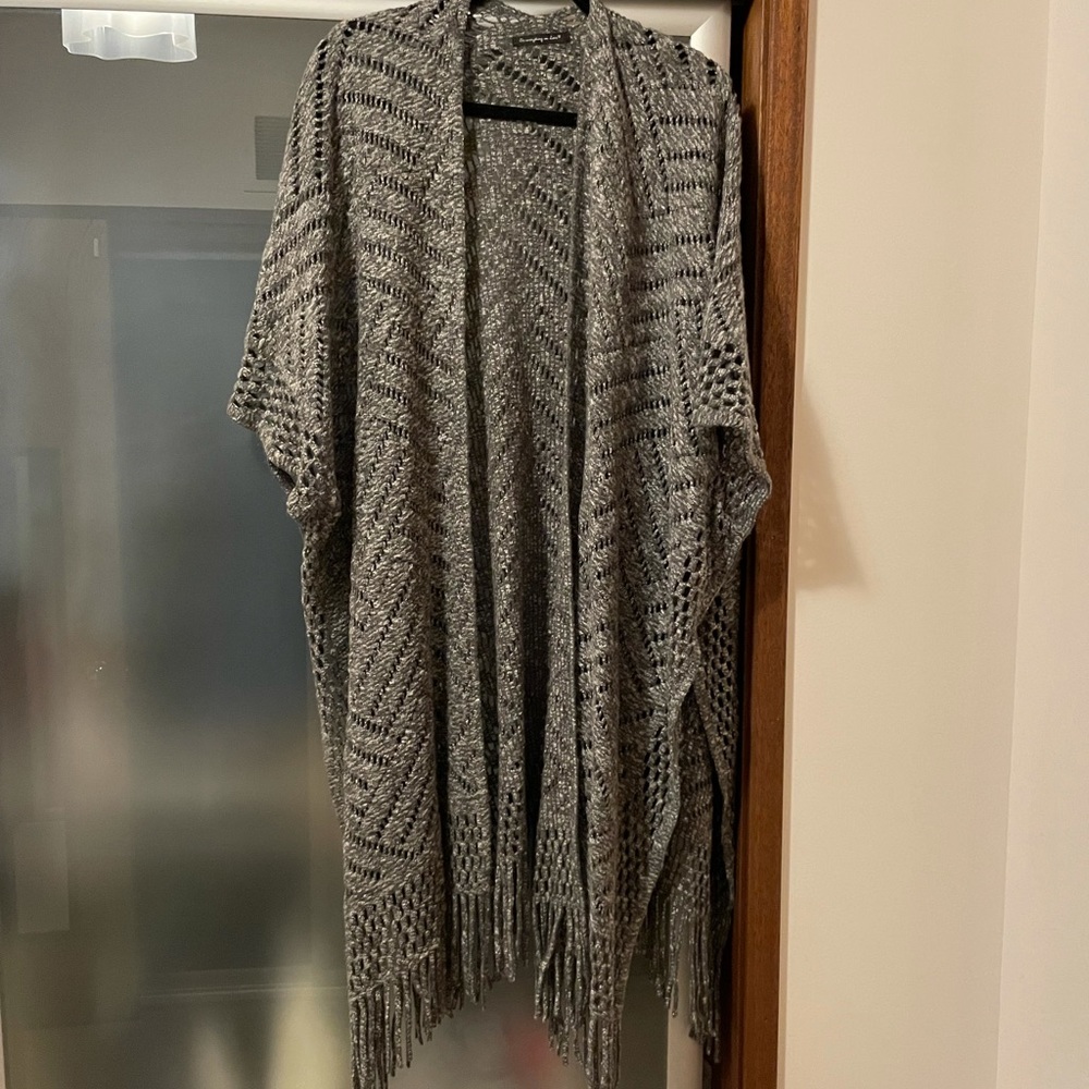 Anthropologie Do Everything in Love One Size Gray Knit Sweater Kimono Duster NEW